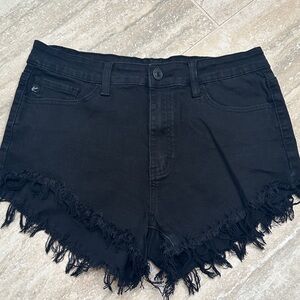 Rancan Black Frayed Hem Jean Shorts